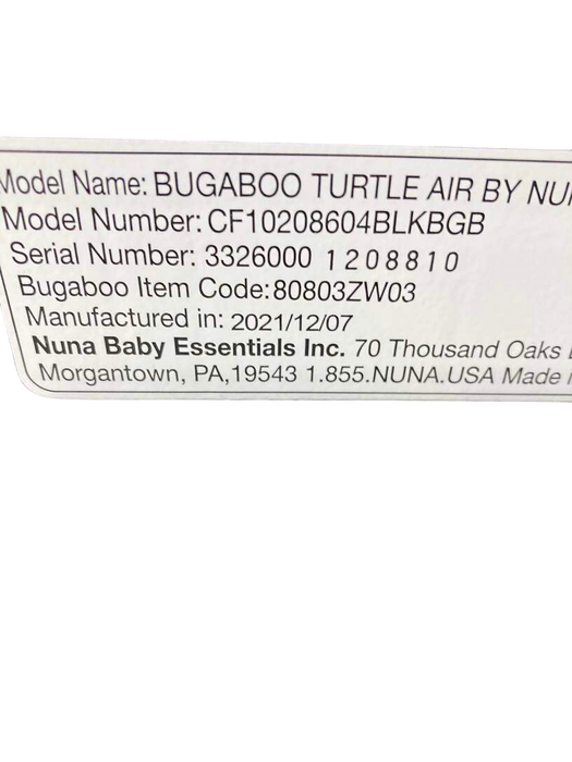 Shop Bugaboo Turtle Air By Nuna Car Seat, Black, 2021 at Goodbuygears