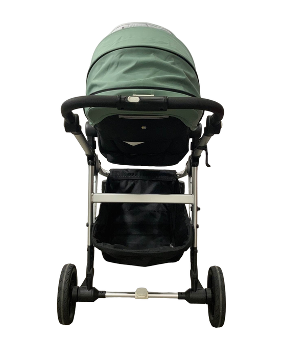 Mockingbird Single to Double Stroller, 2023, Silver with Black Leather, Watercolor Drops, Sage