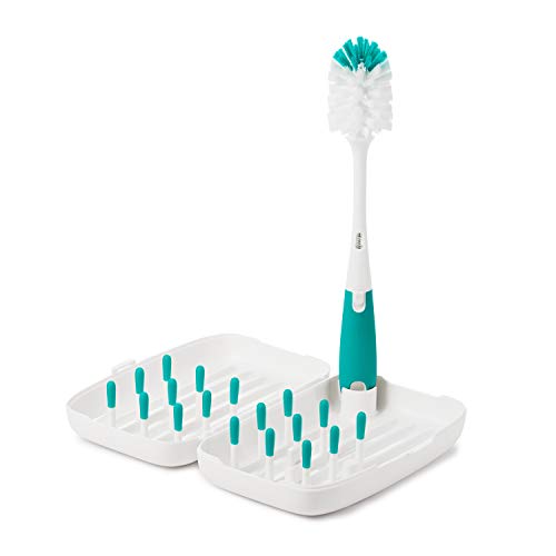 OXO Tot On The Go Drying Rack With Bottle Brush, Teal