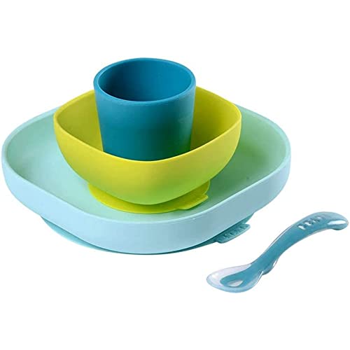 used Beaba Silicone Suction Meal Set (Pack of 4), Pastel