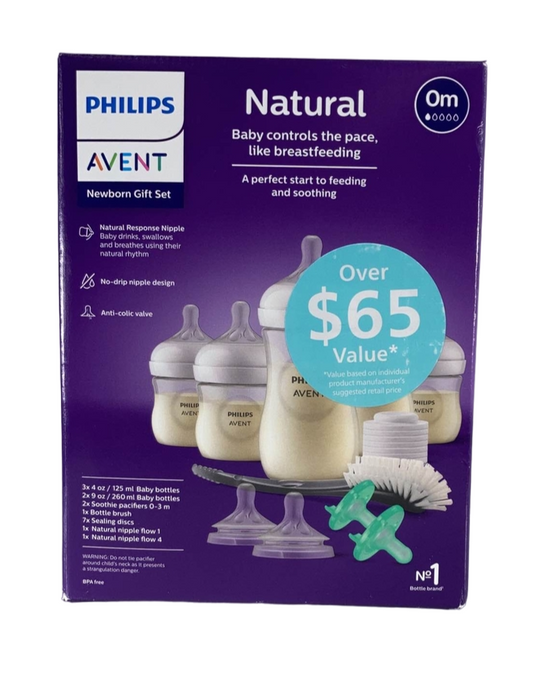 used Philips Avent Natural Baby Bottle Newborn Starter Gift Set, Clear