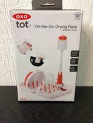 secondhand OXO Tot On The Go Drying Rack With Bottle Brush, Orange