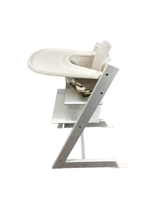 secondhand Stokke Tripp Trapp High Chair with Baby Set and Tray, White, White