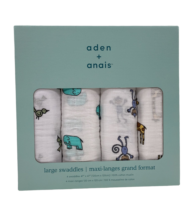 Shop Aden + Anais Cotton Muslin Swaddle, 4 Pack, Jungle Jam, Classic Muslin, 47" x 47" at Goodbuygears