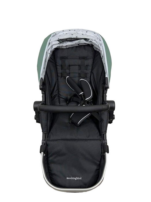 Shop Mockingbird 2nd Seat Kit With Extendable Canopy, Sage, Watercolor Drops, Silver with Black Leather at Goodbuygears