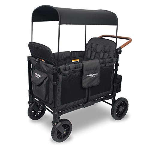 Shop Wonderfold W4 Luxe Quad Stroller Wagon, 2022, Charcoal Grey with White Frame at Goodbuygears