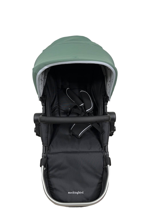 Shop Mockingbird 2nd Seat Kit With Extendable Canopy, Sage, Watercolor Drops, Silver with Black Leather at Goodbuygears
