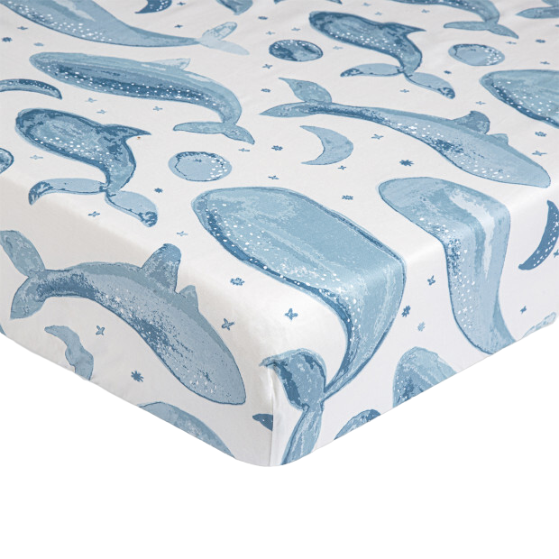 Shop Crane Baby Crib Fitted Sheet, Caspian Whales at Goodbuygears
