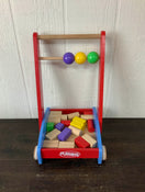 secondhand Playskool Push Wagon with Wooden Building Blocks