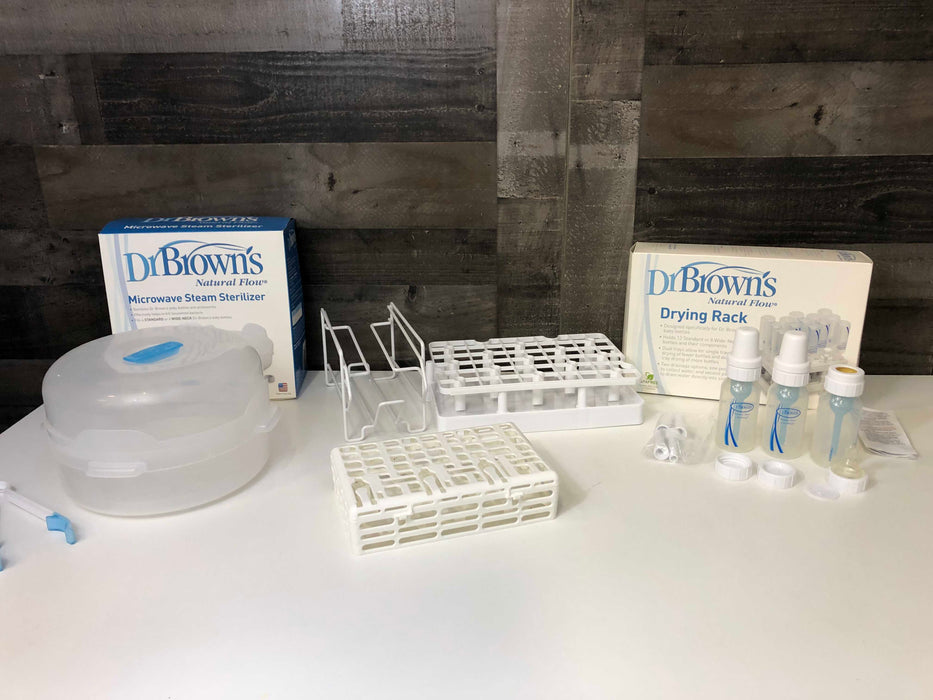used Dr. Brown’s Bottles, Drying Racks And Sterilizer
