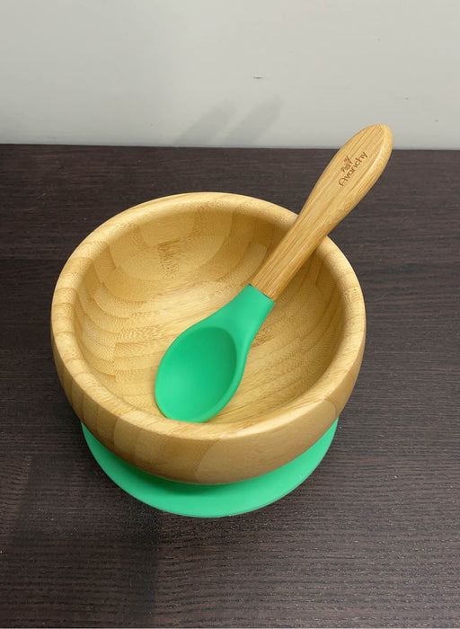 secondhand Avanchy Bamboo Bowl and Spoon Set, Green