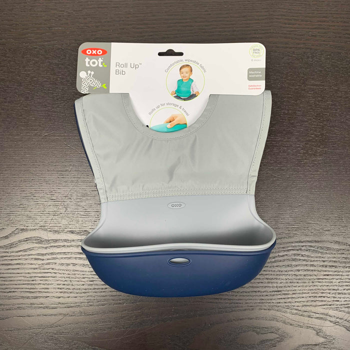 secondhand OXO Tot Roll Up Bibs, 2 Pack, Navy & Grey