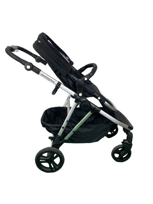 Shop Mockingbird Single to Double 2.0 Stroller, Silver with Black Leather, 2023, Windowpane, Black at Goodbuygears