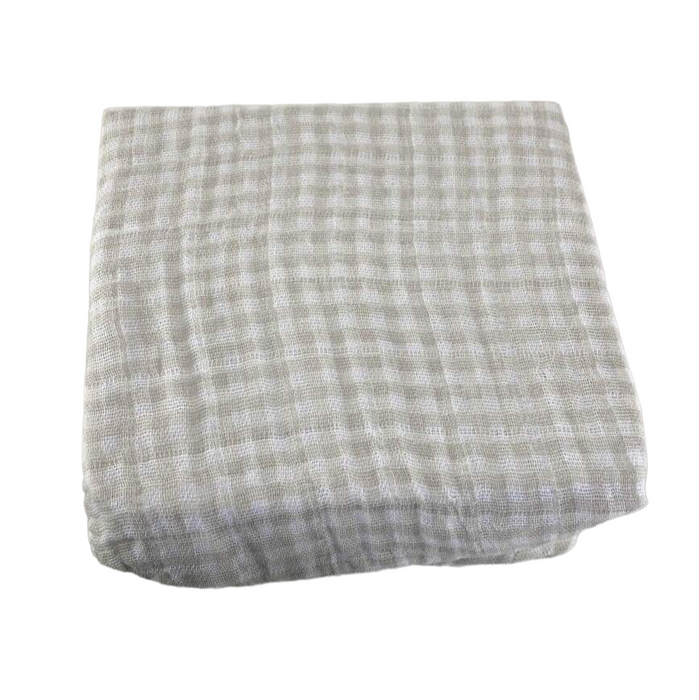 Shop Little Unicorn Cotton Muslin Fitted Crib Sheet, Tan Gingham at Goodbuygears
