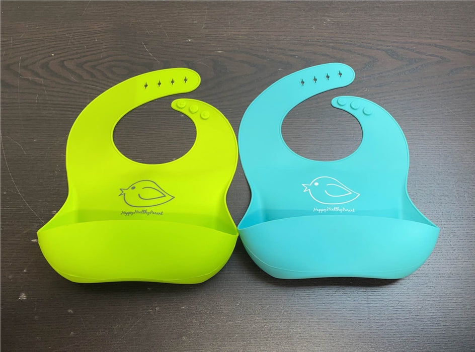secondhand Happy Healthy Parent Silicone Bibs, Set Of 2
