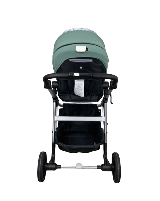 Mockingbird Single to Double Stroller, Windowpane, Sage, 2023, Silver with Black Leather