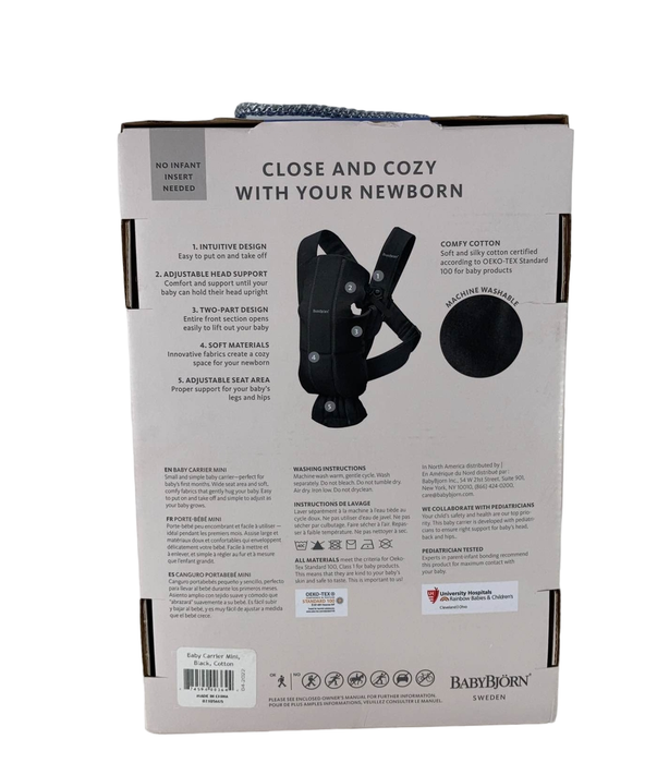 Shop BabyBjorn Baby Carrier Mini, Black Cotton at Goodbuygears