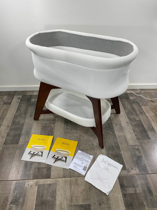 Shop TruBliss Evi Smart Bassinet with Smart Technology, White with Walnut Base at Goodbuygears
