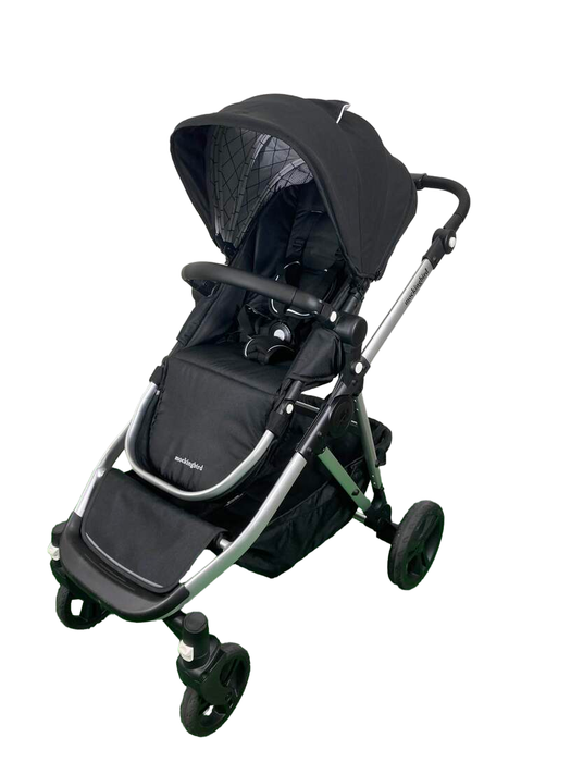 Shop Mockingbird Single to Double 2.0 Stroller, Silver with Black Leather, 2023, Windowpane, Black at Goodbuygears