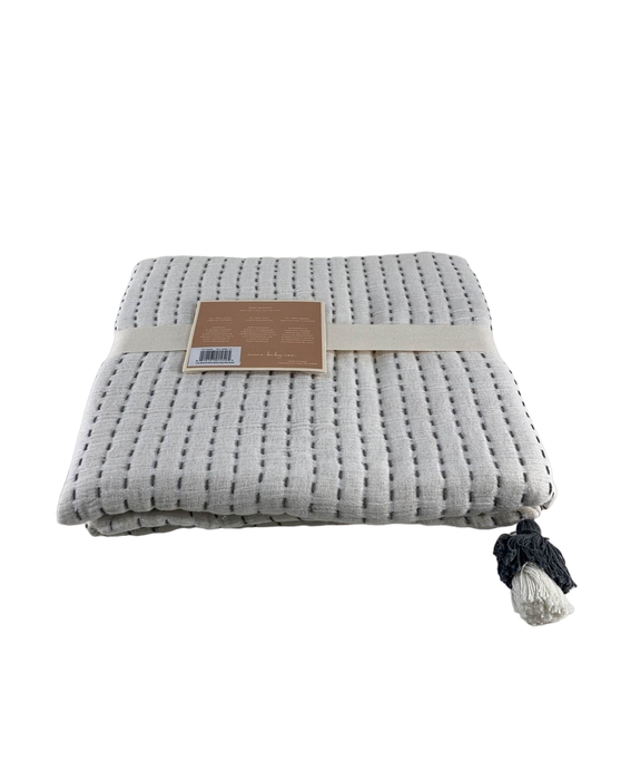 Shop Crane Baby Luxe Baby Blanket, White and Black Stitched Stripe at Goodbuygears