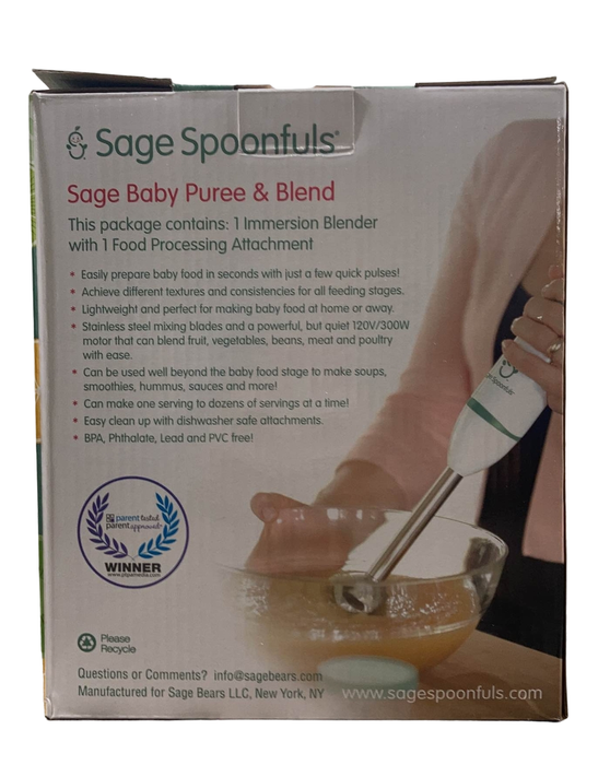 Shop Sage Spoonfuls 2-in-1 Baby Food Maker Immersion Blender, White at Goodbuygears