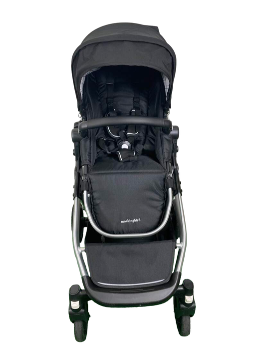 Shop Mockingbird Single to Double 2.0 Stroller, Silver with Black Leather, 2023, Windowpane, Black at Goodbuygears