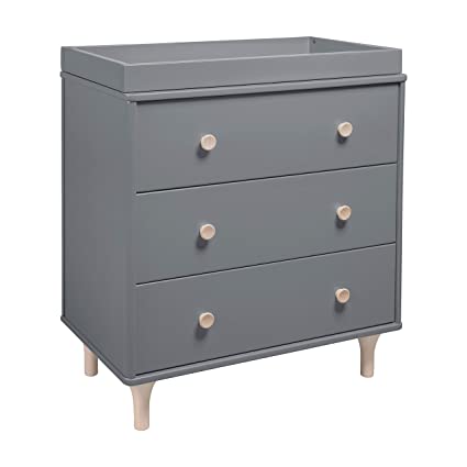Babyletto Lolly 3 Drawer Dresser Changer With Removable Changing Tray, Grey/Washed Natural