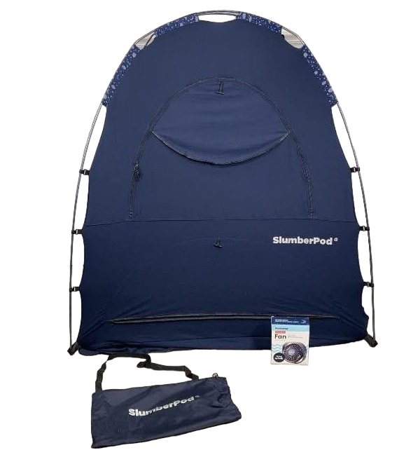 Shop SlumberPod 3.0 Sleep Canopy with Fan, Navy with Night Sky Accents at Goodbuygears