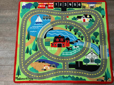 secondhand Melissa & Doug Round The Town Road Rug & Car Set