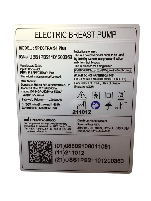Spectra Baby S1 Plus Premier Rechargeable Breast Pump