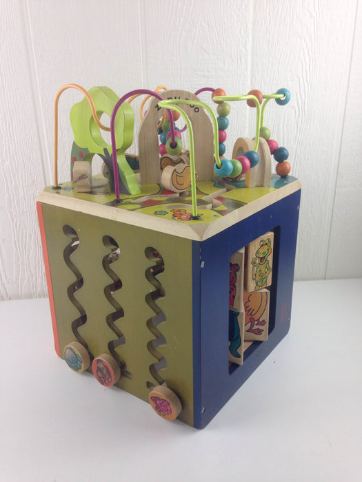 used B. Toys Zany Zoo Wooden Activity Cube