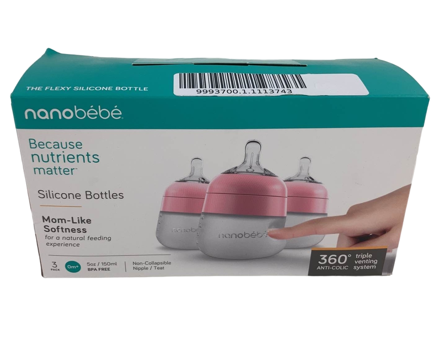 Shop Nanobébé Flexy Silicone Baby Bottles, 5oz, 3-Pack, Pink at Goodbuygears