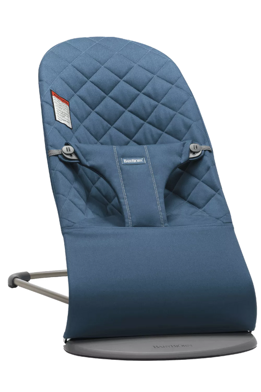 Shop BabyBjorn Bouncer Bliss, Dark Gray Frame, Midnight Blue Cotton Classic Quilt at Goodbuygears