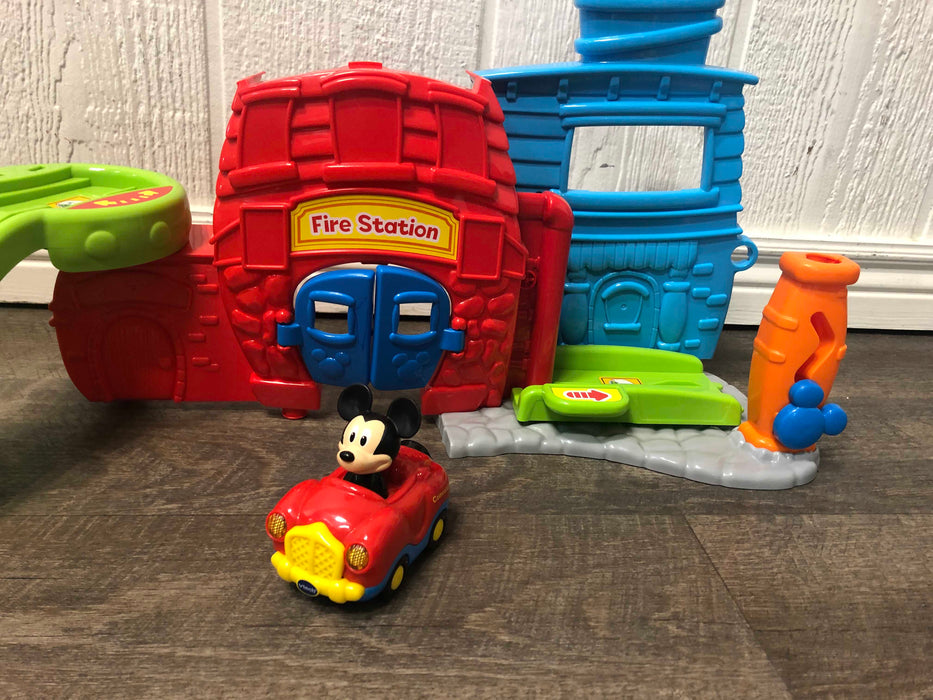 secondhand VTech Go! Go! Smart Wheels Mickey Mouse Silly Slides Fire Station