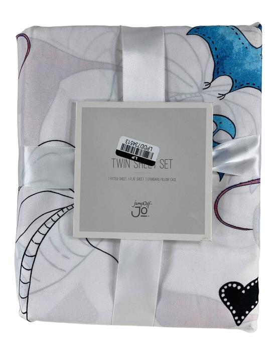 secondhand JumpOff Jo Twin Sheet Set, Pink Dinosaur