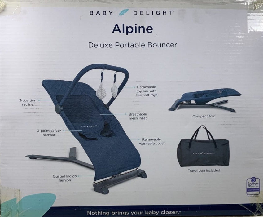 Shop Baby Delight Go With Me Alpine Deluxe Portable Bouncer, Quilted Indigo at Goodbuygears