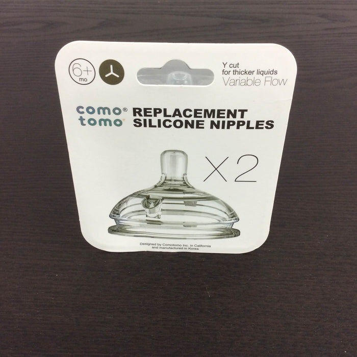used Comotomo Silicone Replacement Nipples, Variable Flow (Y-cut, thicker fluids)
