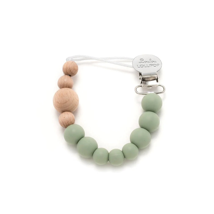 Shop LouLou Lollipop Pacifier Clip, Colour Block, Sage Green at Goodbuygears