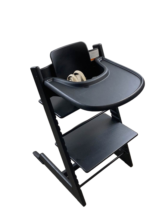 used Stokke Tripp Trapp High Chair with Baby Set and Tray, Black, Black