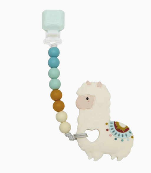 LouLou Lollipop Silicone Teether With Clip, Llama