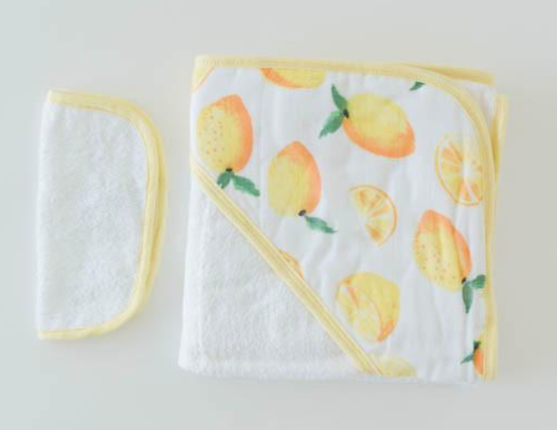 Little Unicorn Hooded Towel Set, Lemon