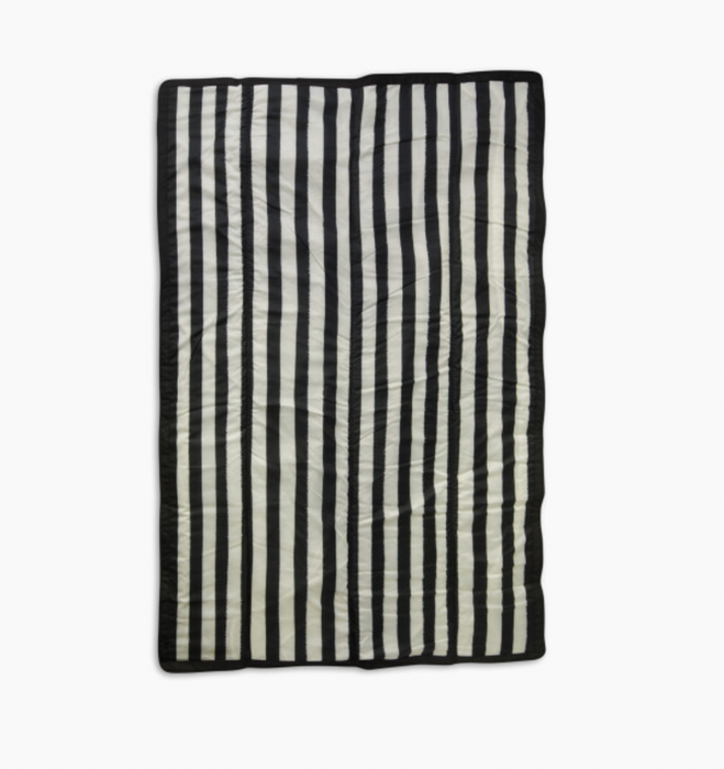 Little Unicorn 5 x 5 Outdoor Blanket, black and white stripes