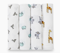 Shop Aden + Anais Cotton Muslin Swaddle, 4 Pack, Jungle Jam, Classic Muslin, 47" x 47" at Goodbuygears