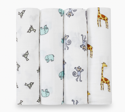 Shop Aden + Anais Cotton Muslin Swaddle, 4 Pack, Jungle Jam, Classic Muslin, 47" x 47" at Goodbuygears