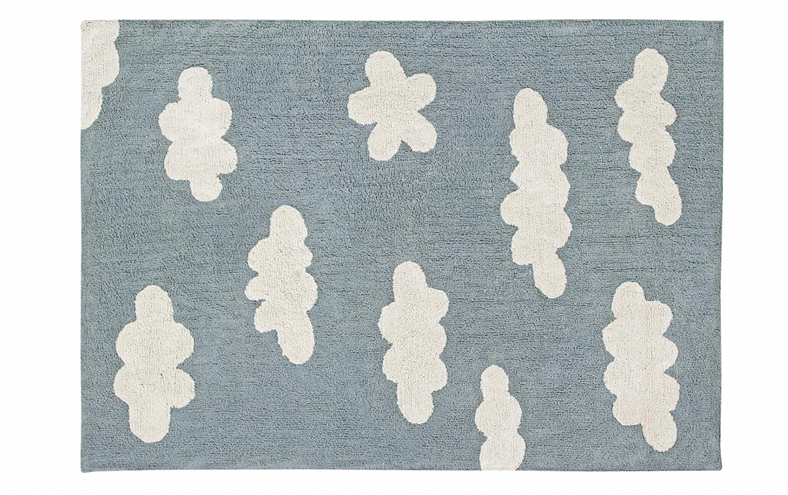 Lorena Canals Washable Rug, Clouds, Vintage Blue, 4'x5'3"