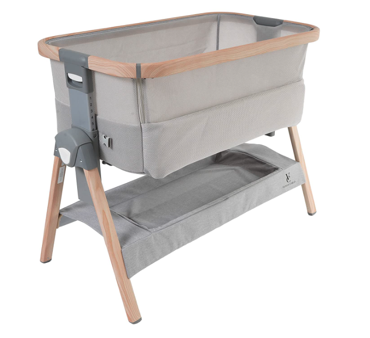 Venice Child California Dreaming Portable Bedside Bassinet, Grey/Wood