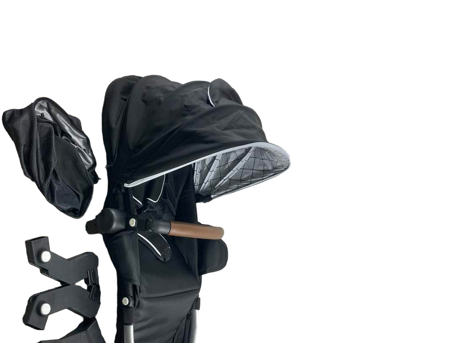 Shop Mockingbird 2nd Seat Kit with Extendable Canopy, Silver with Penny Leather, Black, Windowpane, 2023 at Goodbuygears