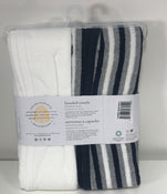 secondhand Burt's Bees Baby Hooded Bath Towels 2 Pack, White/Navy Blue