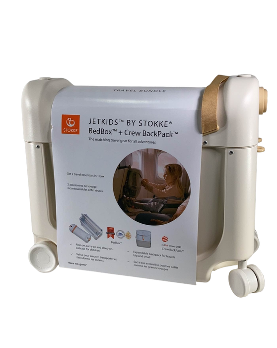 Shop Stokke JetKids BedBox + Crew Backpack Travel Bundle, Full Moon at Goodbuygears