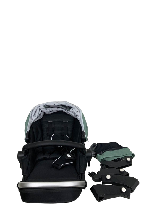 Shop Mockingbird 2nd Seat Kit with Extendable Canopy, 2023, Sage, Watercolor Drops, Black Metal Frame at Goodbuygears